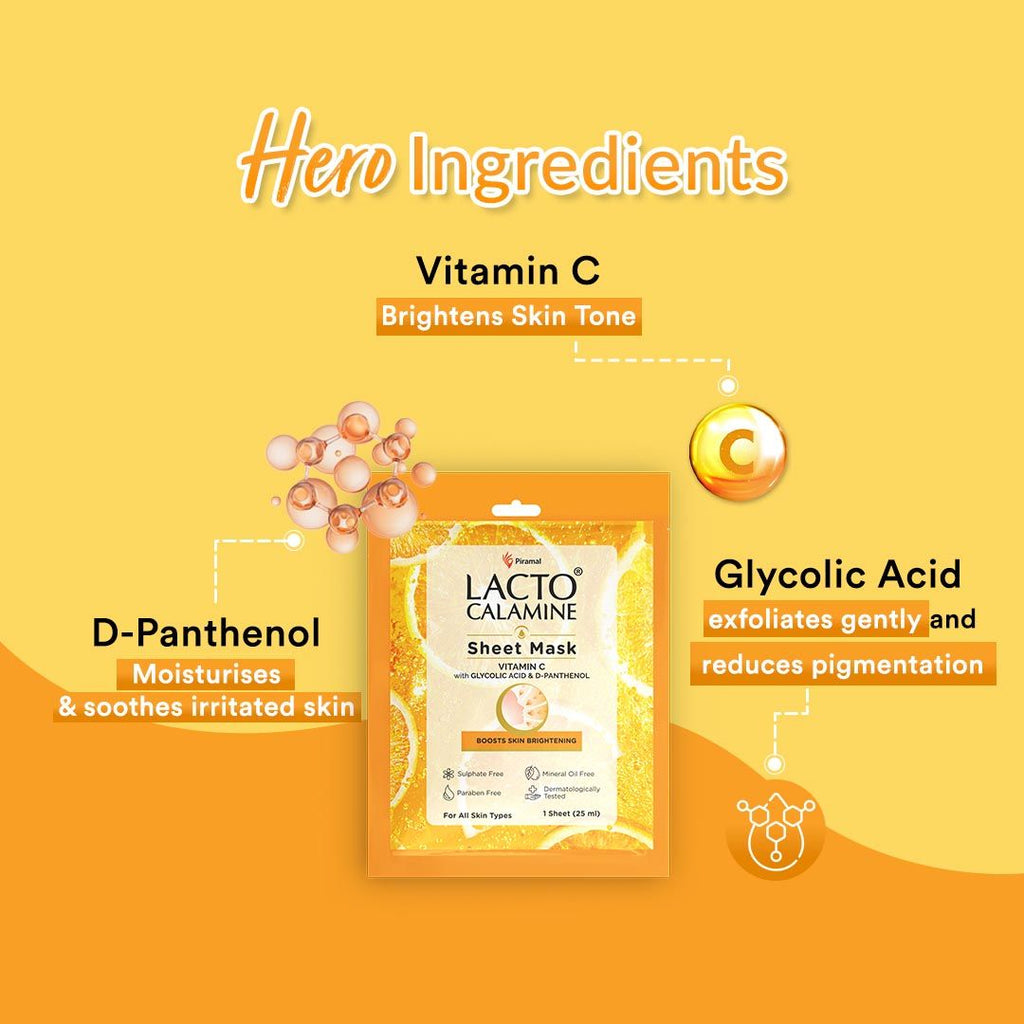 Vitamin C Face Sheet Mask with Antioxidant for Nourishing, Brightening & Glowing Skin
