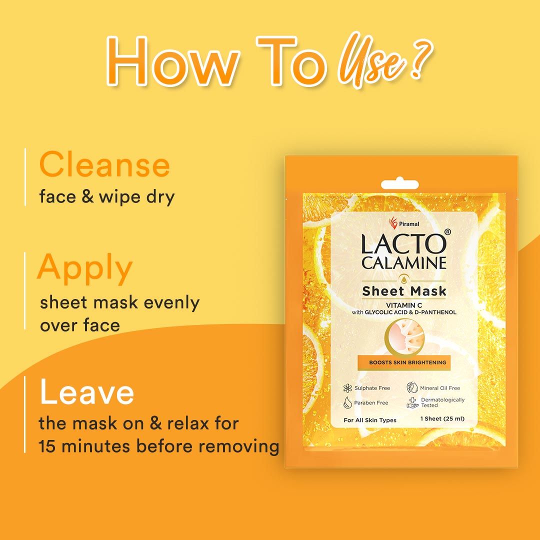 Vitamin C Face Sheet Mask with Antioxidant for Nourishing, Brightening & Glowing Skin