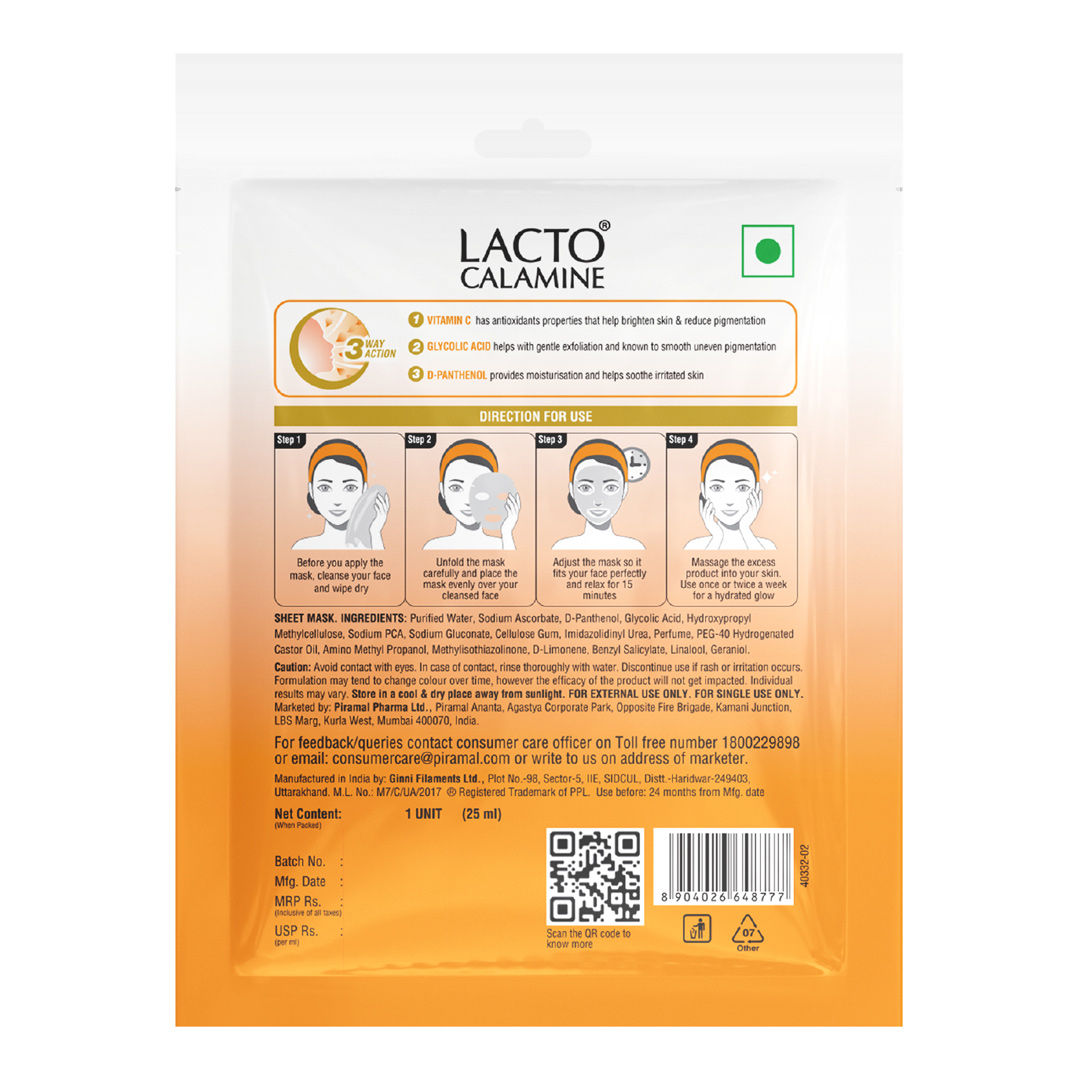 Vitamin C Face Sheet Mask with Antioxidant for Nourishing, Brightening & Glowing Skin