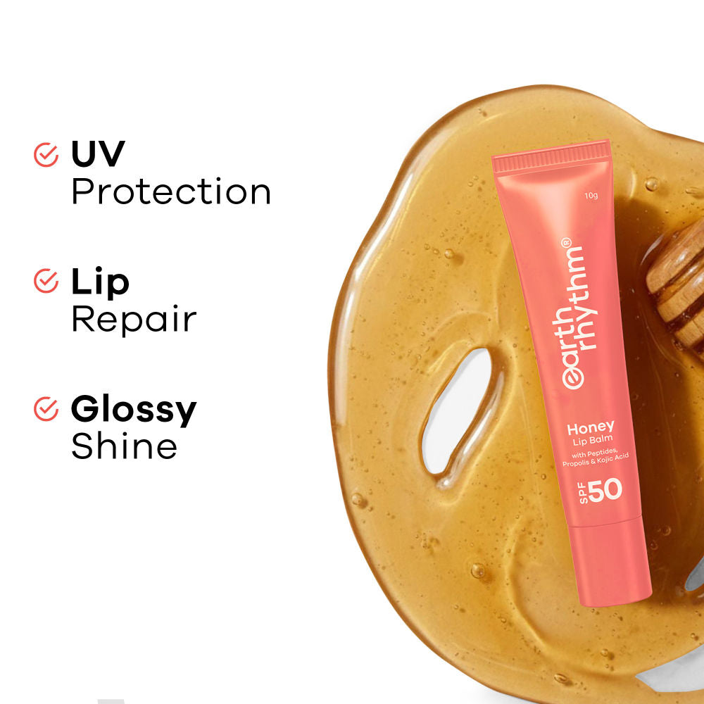 Honey Lip Balm Spf 50 Brightens Lips With Propolis, Peptides & Kojic Acid