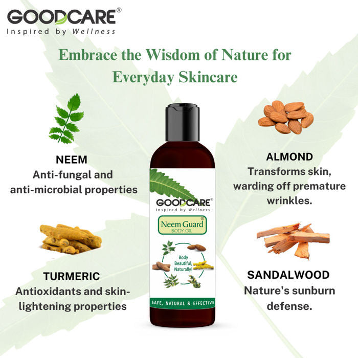 Ayurvedic Neem Guard Body Oil with 8 herbs-nourishes, brightens & fights skin infections.