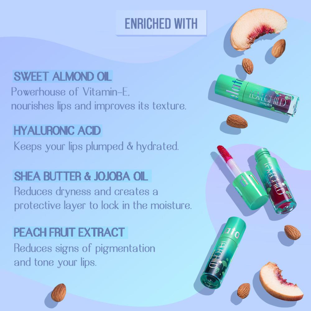 Lip Gloss Oil, Tinted Lip Gelato Enriched with Jojoba Oil & Shea Butter