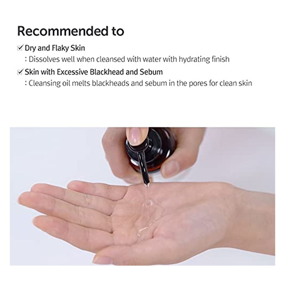Gentle Black Deep Cleansing Oil Removes Waterproof Makeup, Blackheads & Unclogs Pores