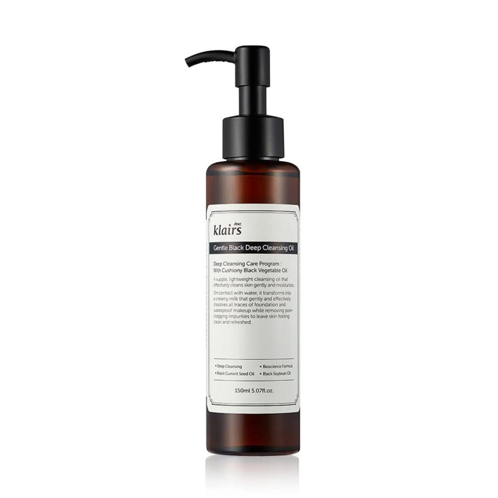 Gentle Black Deep Cleansing Oil Removes Waterproof Makeup, Blackheads & Unclogs Pores
