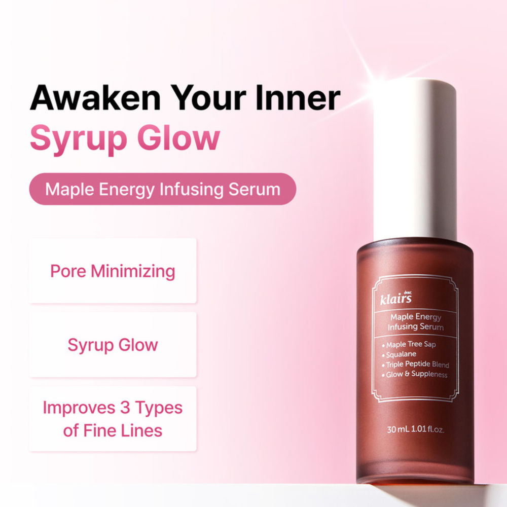 Maple Energy Infusing Serum, Anti-Aging Korean Serum with 3 Peptides Reduces Fine Lines
