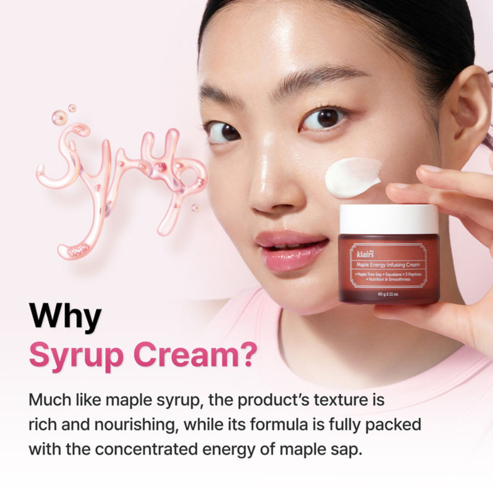 Maple Energy Infusing Cream, Wrinkle Care Korean Cream with 3 Peptides For Glowing Skin