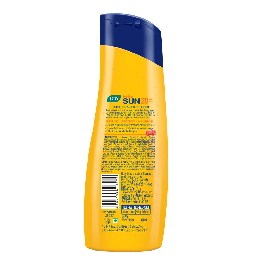 Hello Sun Body Sunscreen Lotion SPF 20 PA++ For Tan Control & Body Moisturization