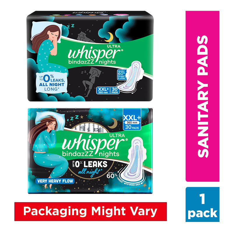 Bindazzz Nights Xxl+ Sanitary Pads, Upto 0% Leaks All Night Long