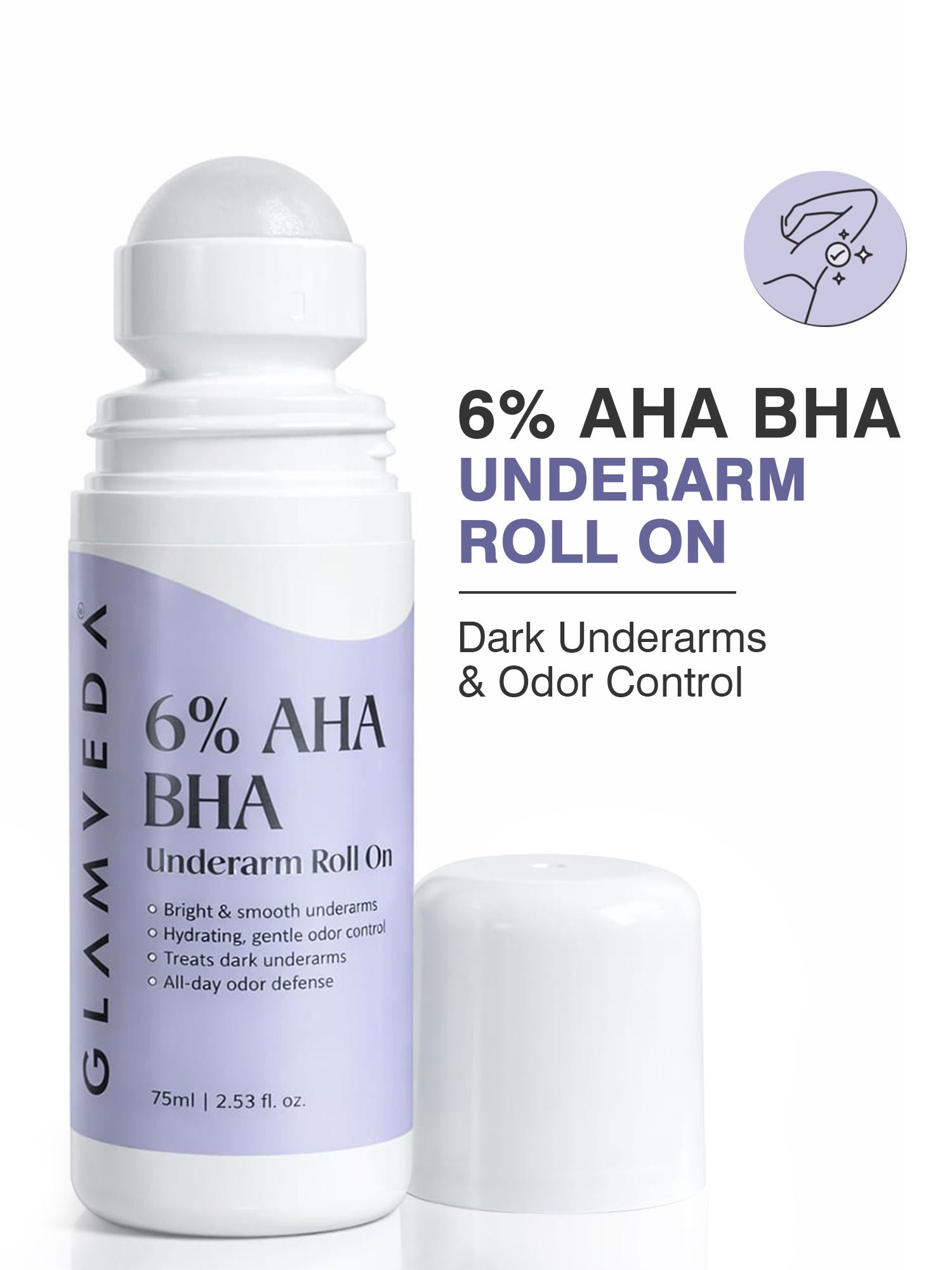 6% AHA BHA Underarm Roll On For Reduce Darkness & Odour Control
