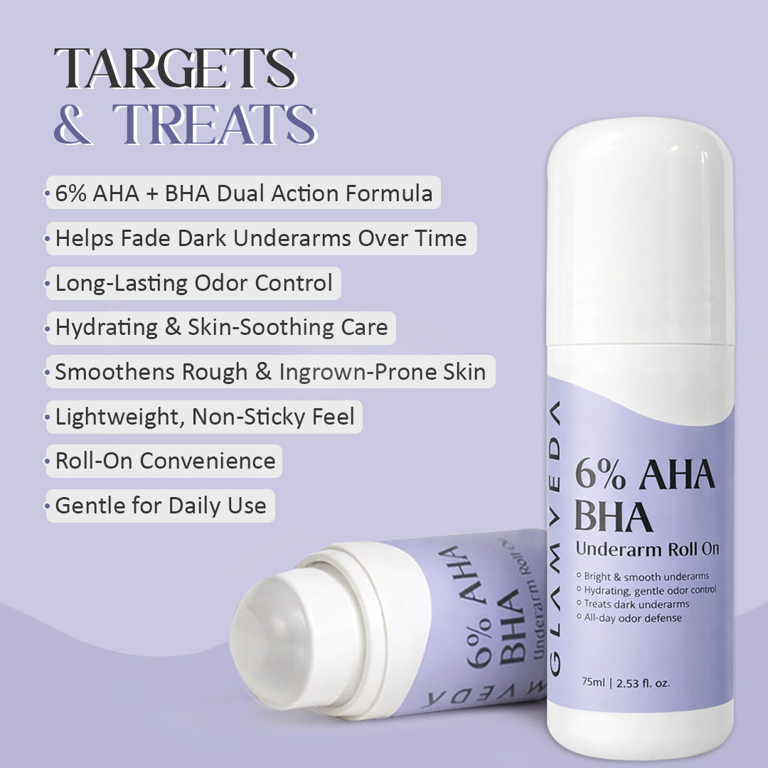 6% AHA BHA Underarm Roll On For Reduce Darkness & Odour Control