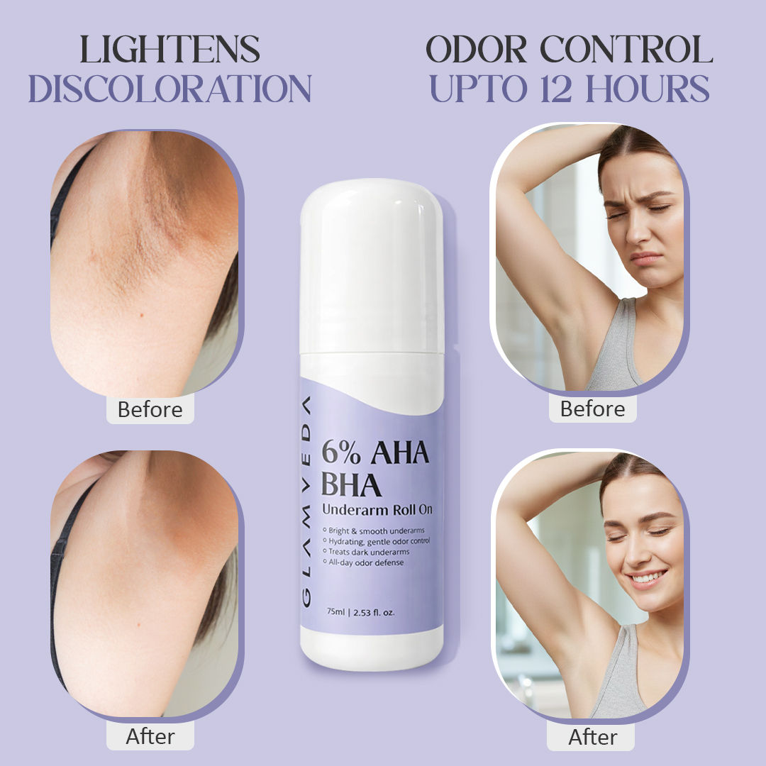 6% AHA BHA Underarm Roll On For Reduce Darkness & Odour Control