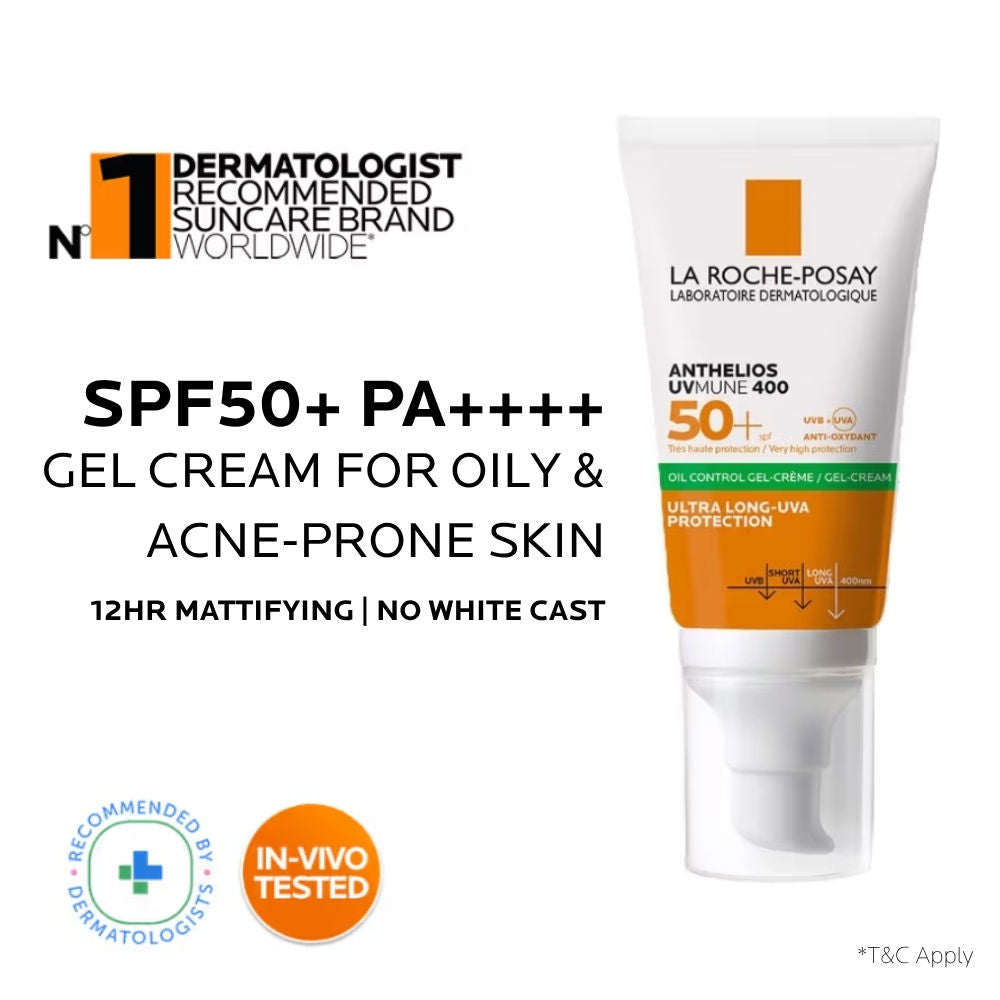Anthelios UVMUNE400 Oil Control Gel Cream SPF50+, Sunscreen For Oily, Acne-Prone Skin