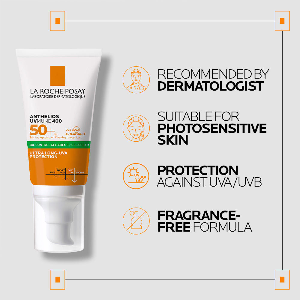Anthelios UVMUNE400 Oil Control Gel Cream SPF50+, Sunscreen For Oily, Acne-Prone Skin