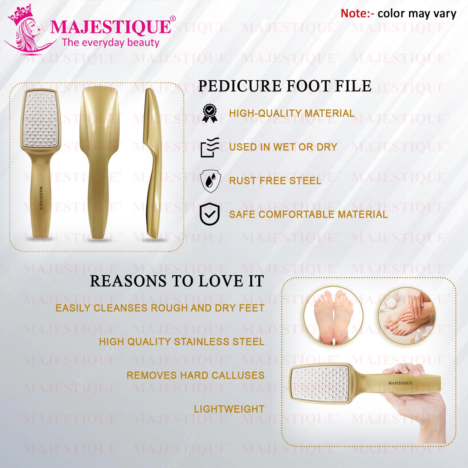 Professional Foot File - Laser-Cut Steel, Safe Dead Skin Remover - Color May Vary