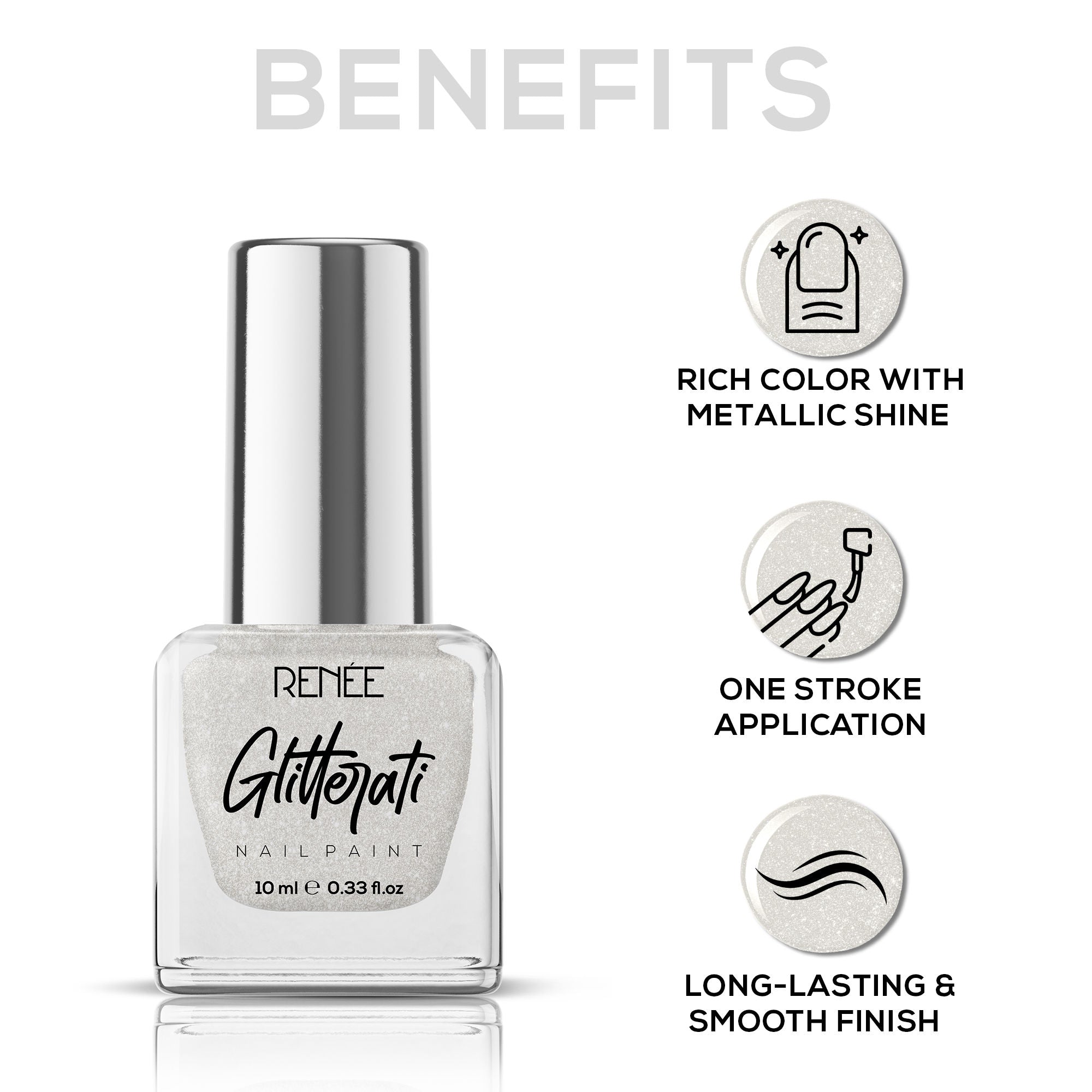 Glitterati Nail Paint - White Sparkle