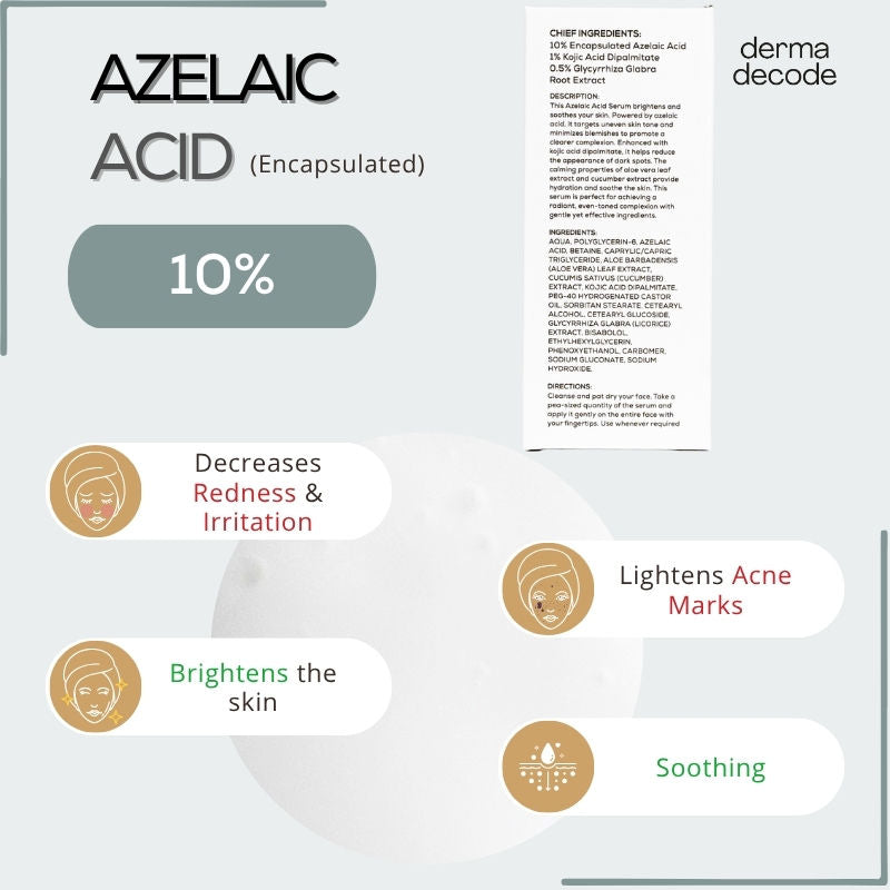 1% Kojic Acid 10% Azelaic Acid Brightening Face Serum For Dark Spots And Pigmentation