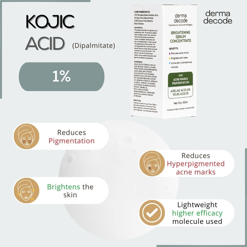 1% Kojic Acid 10% Azelaic Acid Brightening Face Serum For Dark Spots And Pigmentation