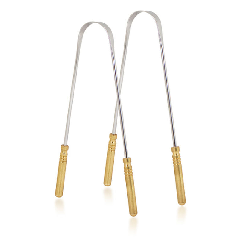 Stainless Steel Tongue Cleaner for Men and Women with Brass Handle Adults