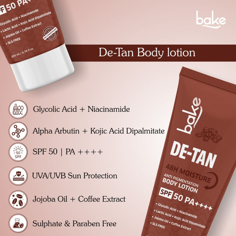 De-Tan Coffee Body Lotion With SPF 50 PA++++, Kojic Acid & 48H Moisture For Tan & Pigmentation