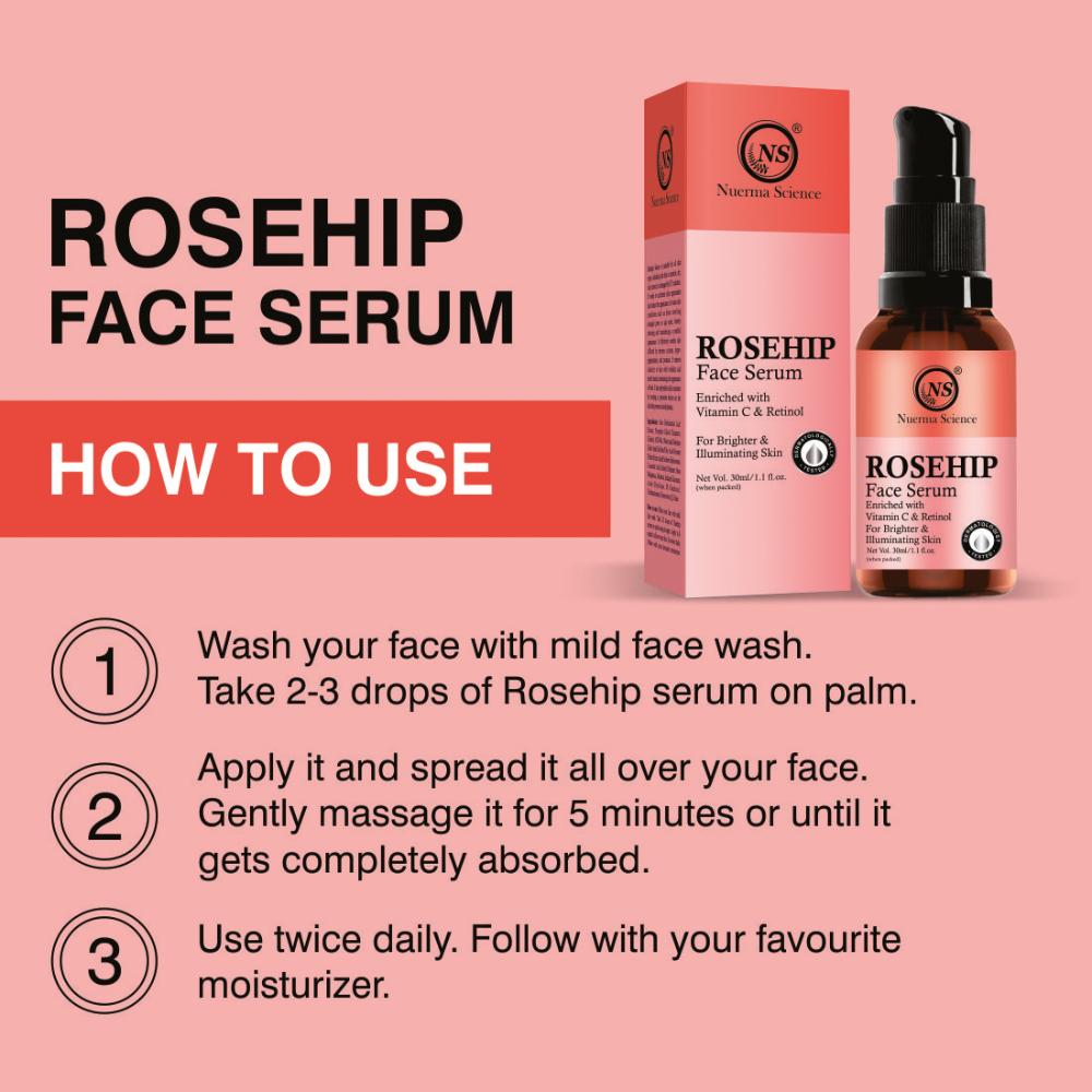 15% Rosehip Face Serum enriched Vitamin C & Retinol for Illuminating Skin