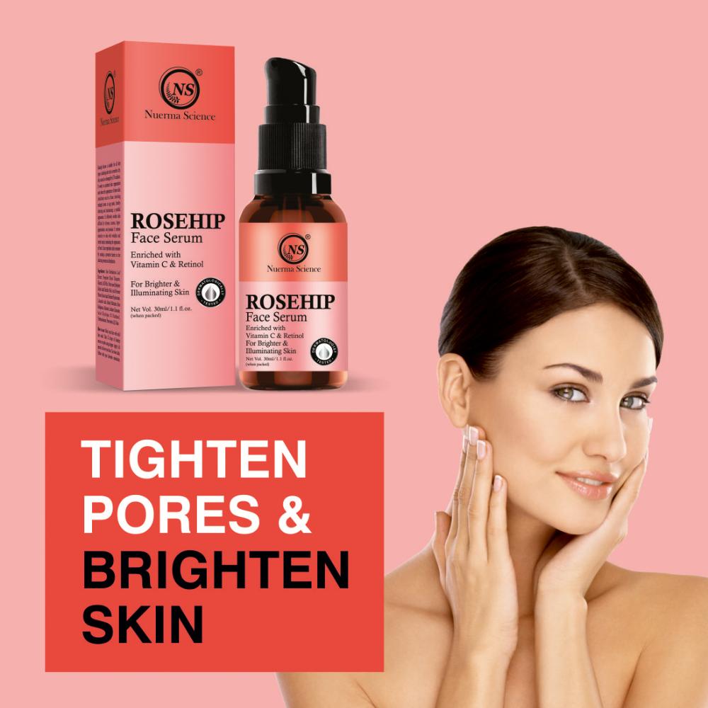 15% Rosehip Face Serum enriched Vitamin C & Retinol for Illuminating Skin