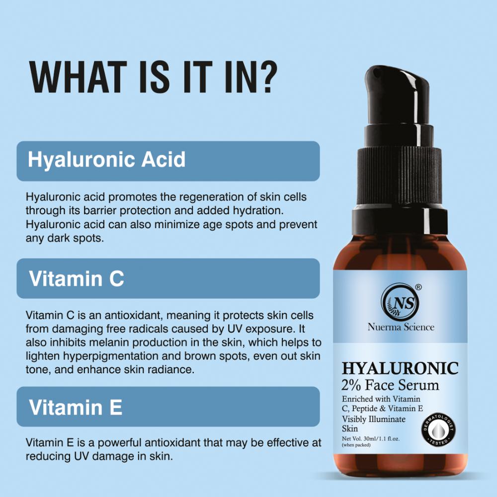 Hyaluronic Acid Face Serum enriched Vitamin C & Vitamin E for Hydrating Skin