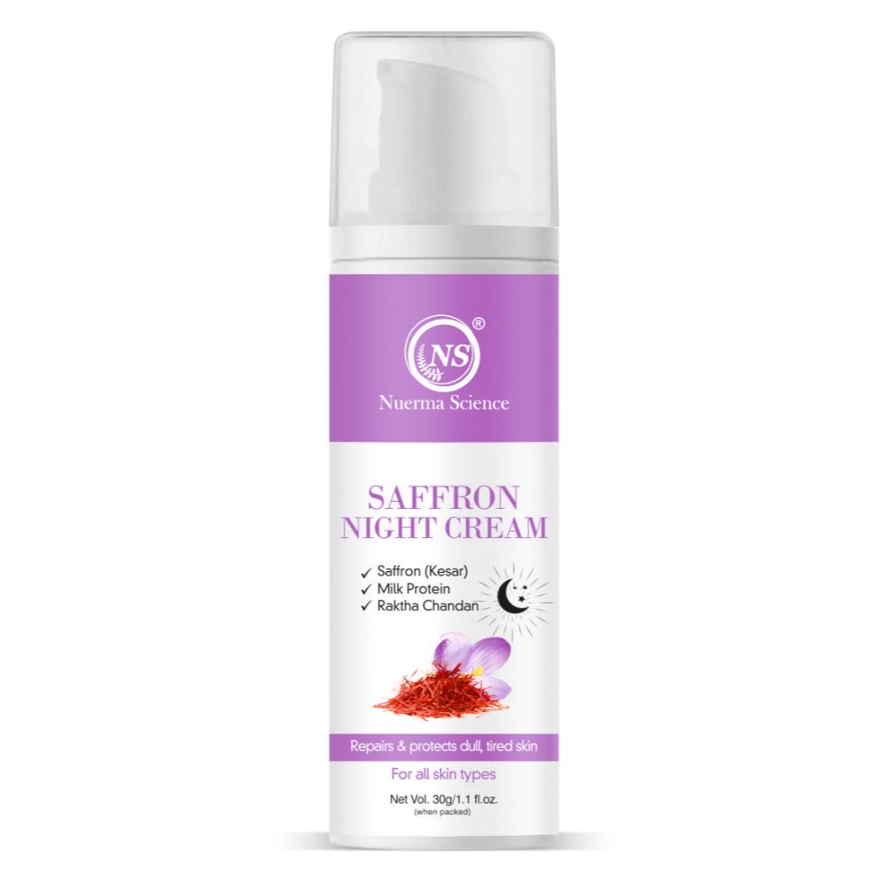 Saffron Night Cream with Milk Protein, Rakhta Chandan for Repair Dull Skin
