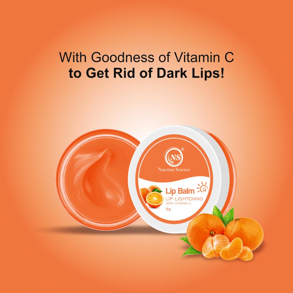 Vitamin C Lip Gloss Balm with SPF 30 - Lighten Lip Skin, Repair Dry, Damage Lips