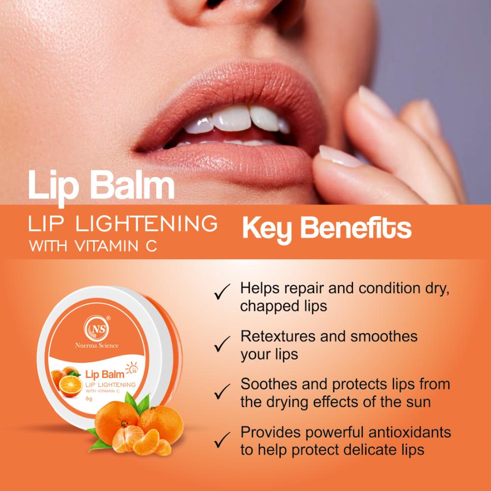 Vitamin C Lip Gloss Balm with SPF 30 - Lighten Lip Skin, Repair Dry, Damage Lips