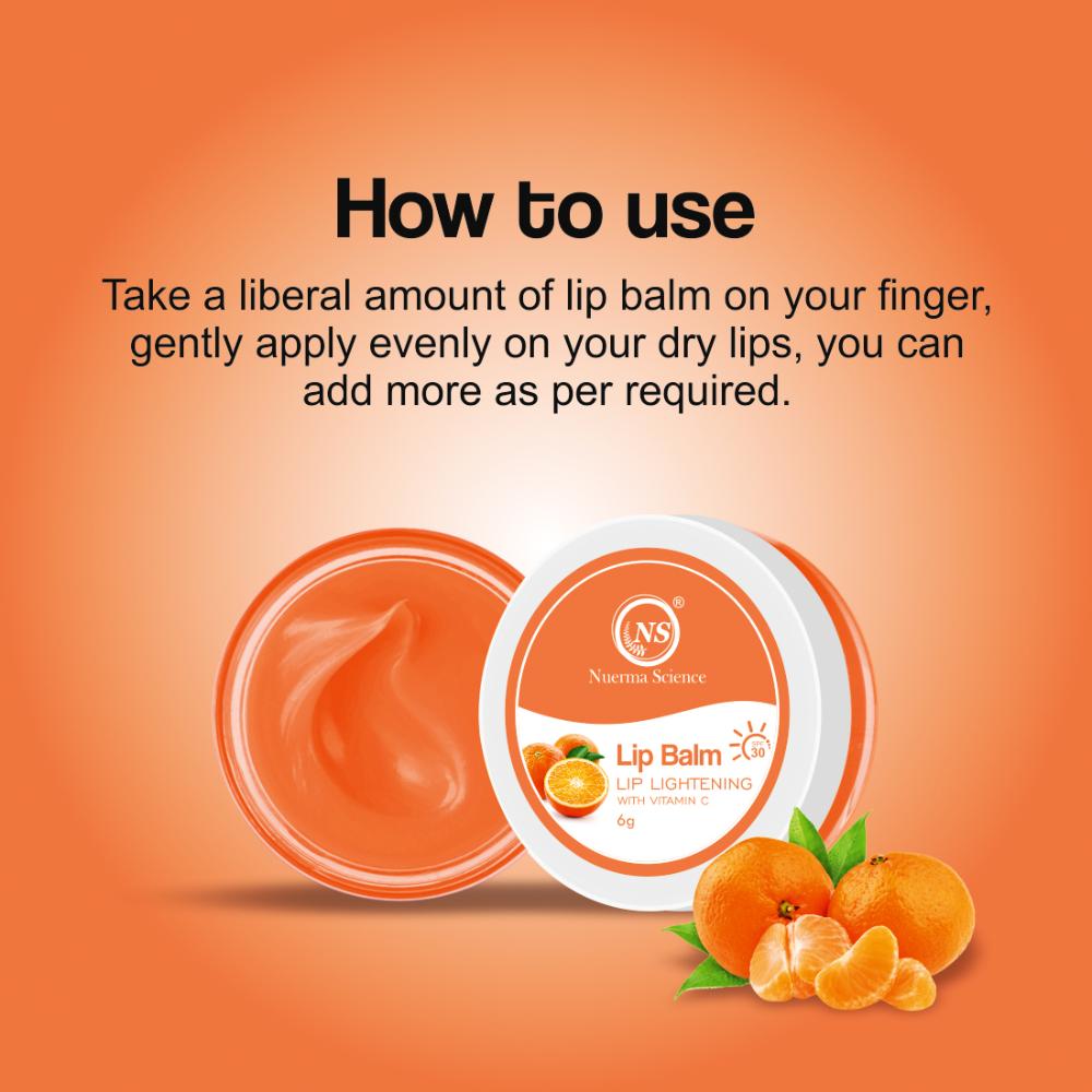 Vitamin C Lip Gloss Balm with SPF 30 - Lighten Lip Skin, Repair Dry, Damage Lips