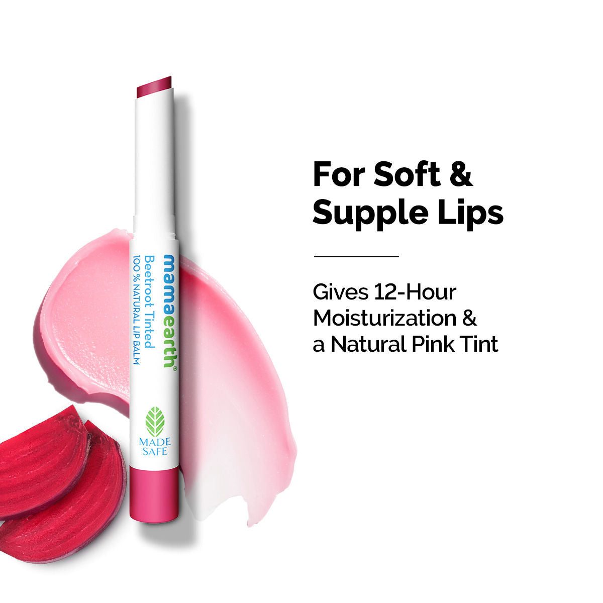 Beetroot Tinted Lip Balm with Beeswax for 12 Hour Moisturization