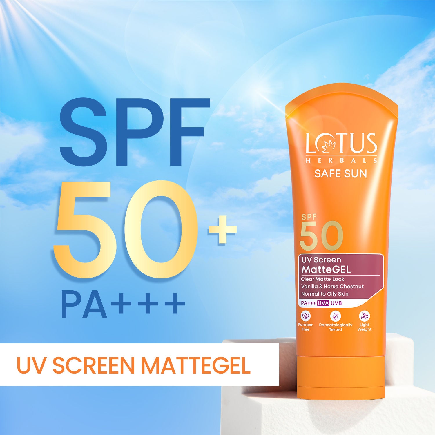 SafeSun UV Screen Matte Gel Sunscreen SPF 50 PA+++ With Lightweight And No WhiteCast