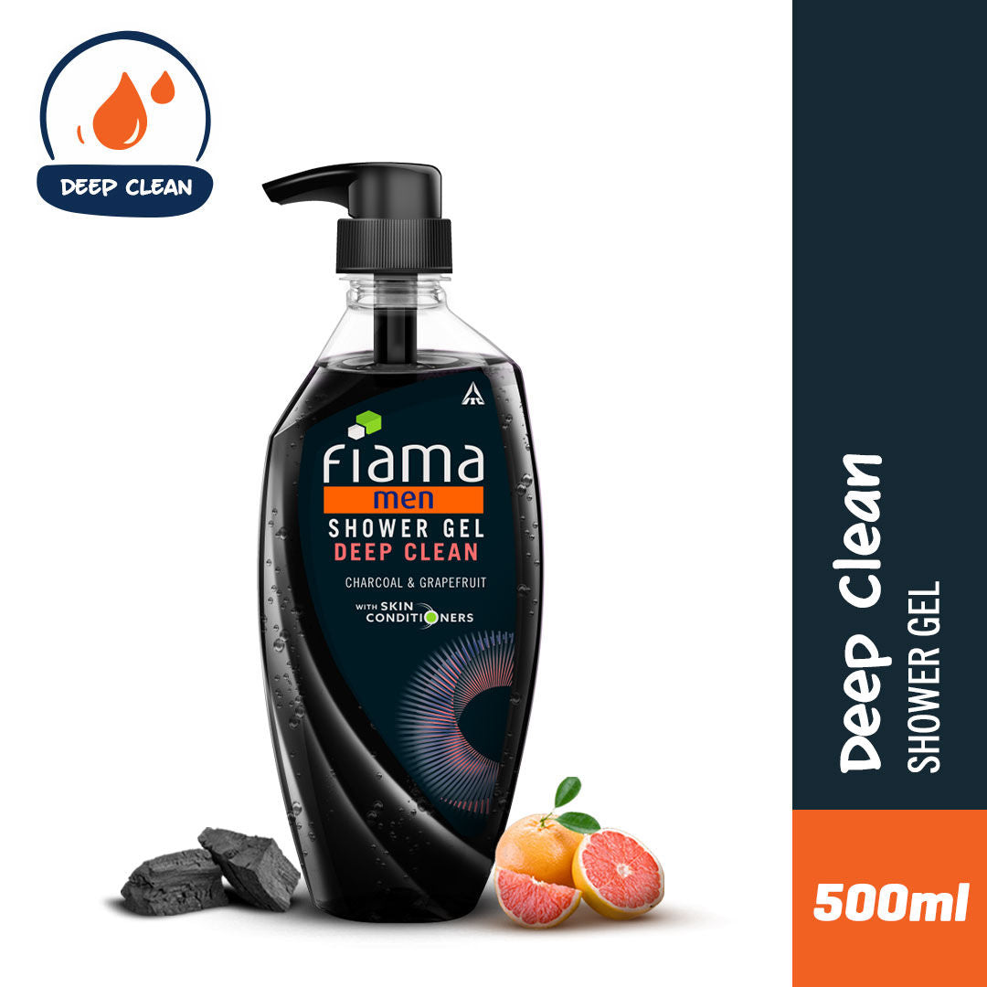 Men’s Shower Gel Deep Clean, Body Wash with Charcoal & Grapefruit for Refreshed Skin
