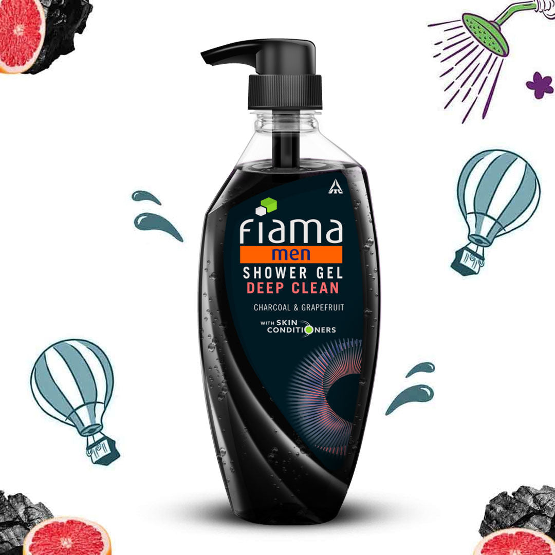 Men’s Shower Gel Deep Clean, Body Wash with Charcoal & Grapefruit for Refreshed Skin