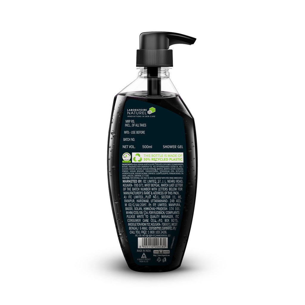 Men’s Shower Gel Deep Clean, Body Wash with Charcoal & Grapefruit for Refreshed Skin
