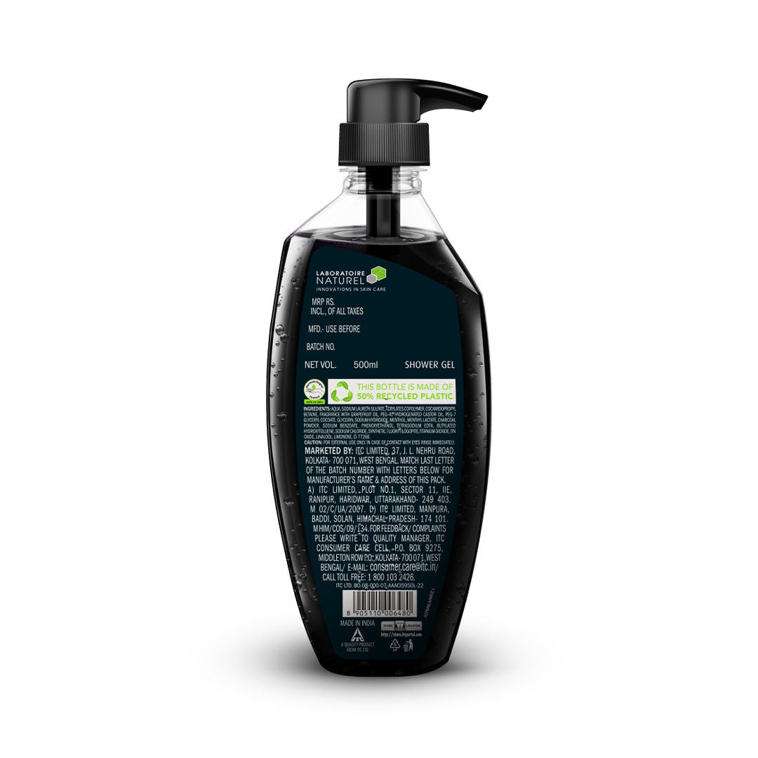 Men’s Shower Gel Deep Clean, Body Wash with Charcoal & Grapefruit for Refreshed Skin