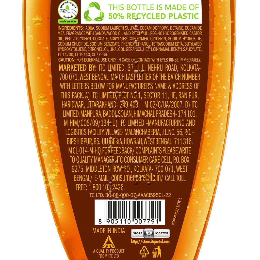 Golden Sandalwood Oil And Patchouli Shower Gel