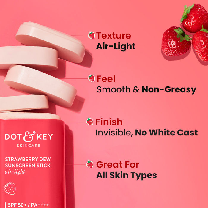 Strawberry Dew Sunscreen Stick In-Vivo Tested SPF 50+ PA++++, Makeup Friendly