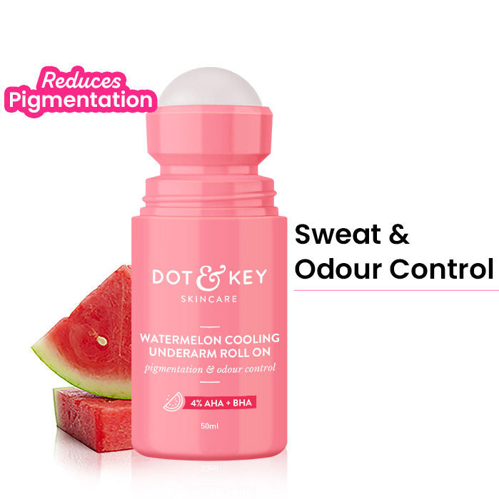Watermelon Cooling Underarm Roll On, Pigmentation & Odour Control, With 4% AHA & BHA