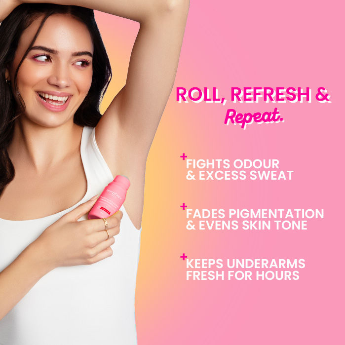 Watermelon Cooling Underarm Roll On, Pigmentation & Odour Control, With 4% AHA & BHA