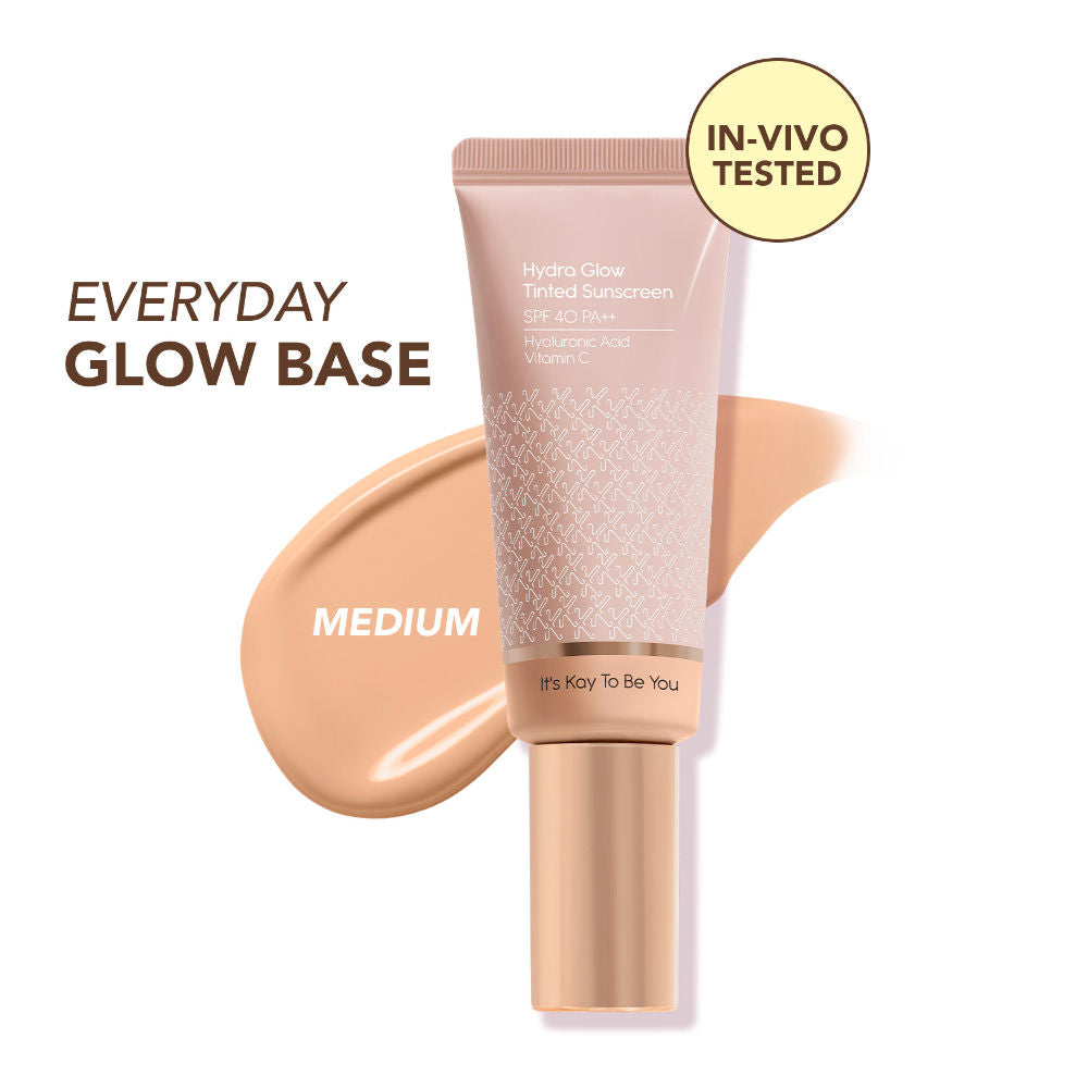 Hydra Glow Tinted Sunscreen SPF 40 PA++ with Hyaluronic Acid & Vitamin C - Medium