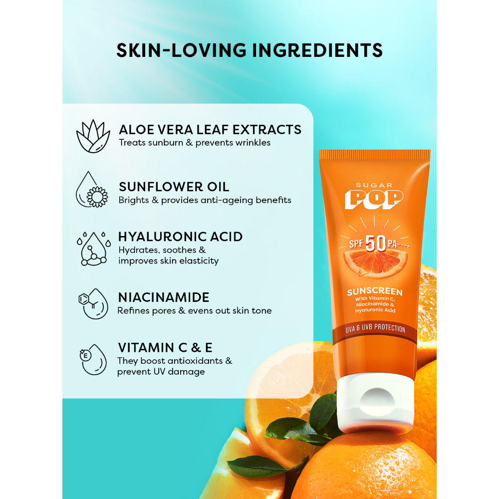 SPF 50 PA++++ UVA/UVB With Vitamin C, Niacinamide & Hyaluronic Acid