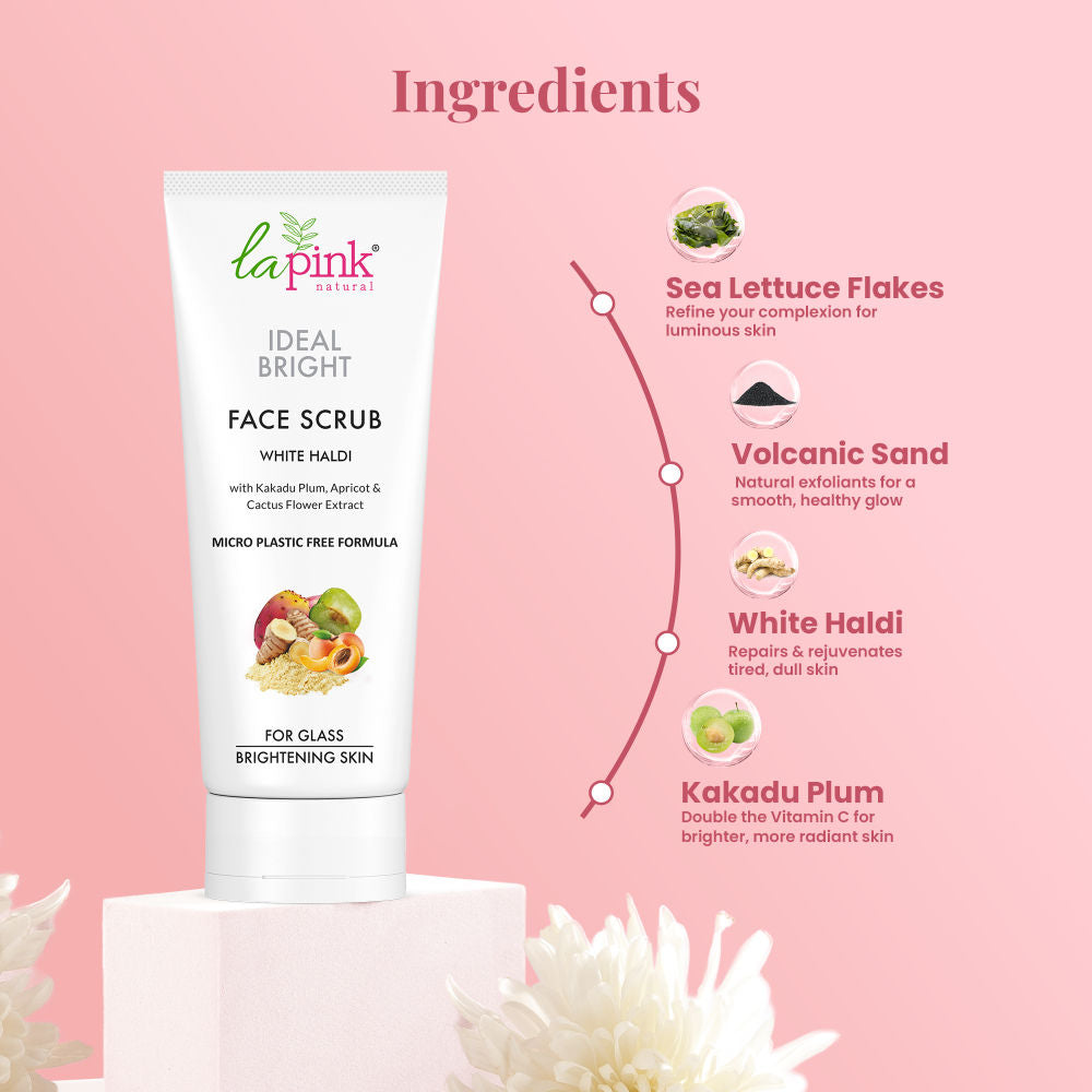 Ideal Bright Face Scrub For Flawless & Glowing Skin, Gentle Exfoliation, All Skin Types