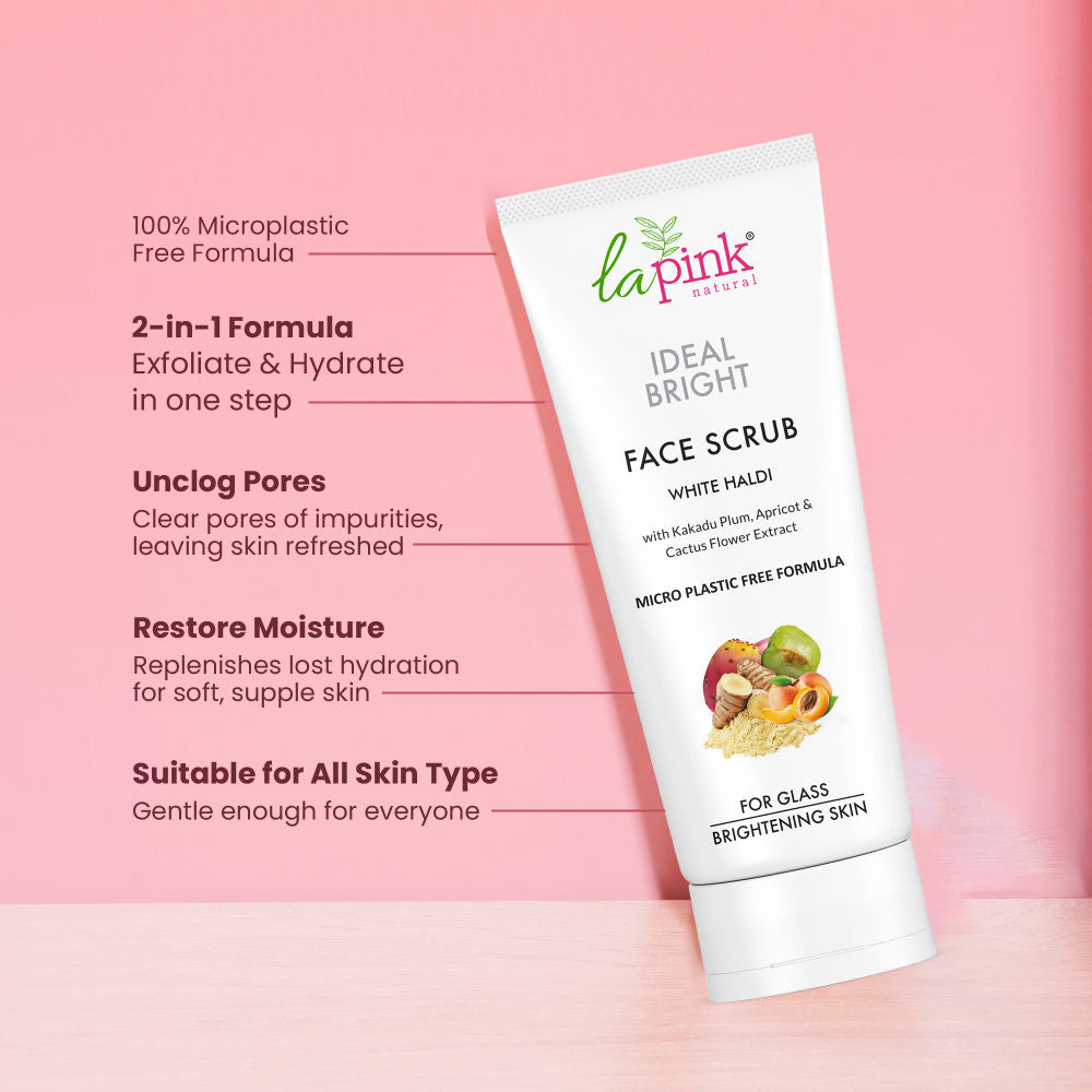 Ideal Bright Face Scrub For Flawless & Glowing Skin, Gentle Exfoliation, All Skin Types