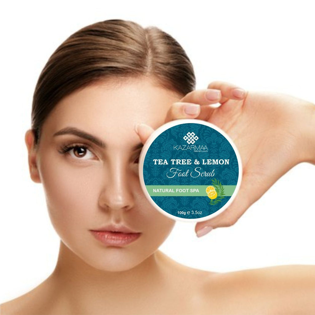 Tea Tree And Lemon Anti Bacterial Foot Scrub With Jojoba Oil - For Feet Nourishment