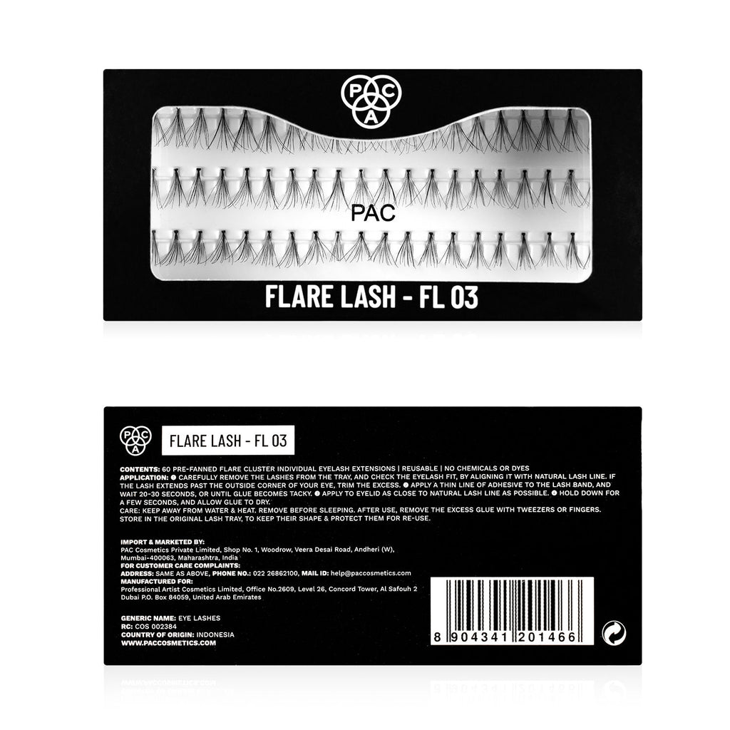 Flare Lash FL3 - Natural Cluster Lashes with Short, Long & Thick Strands for Versatile Looks