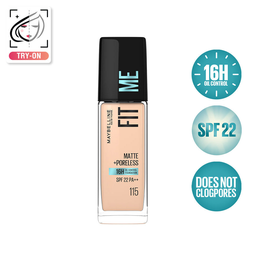Fit Me Matte+Poreless 16H Oil Control Foundation with SPF 22 - 115 Ivory - 115 Ivory