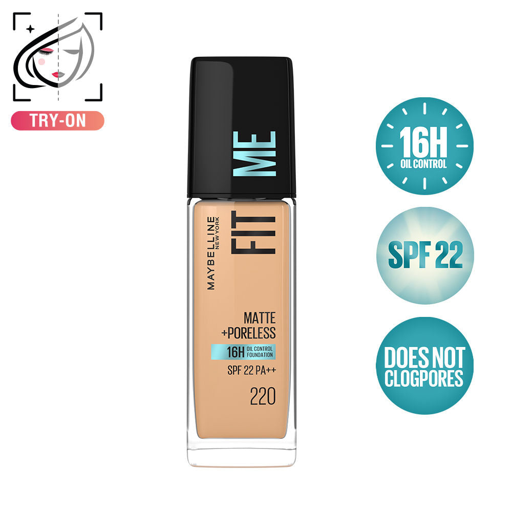 Fit Me Matte+Poreless 16H Oil Control Foundation with SPF 22 - 115 Ivory - 220 Natural Beige