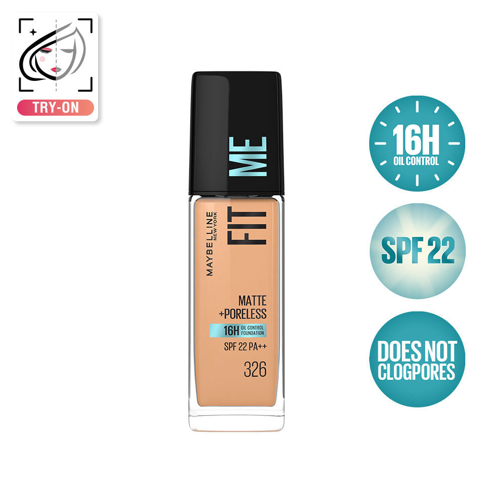 Fit Me Matte+Poreless 16H Oil Control Foundation with SPF 22 - 115 Ivory - 326 Warm Tan