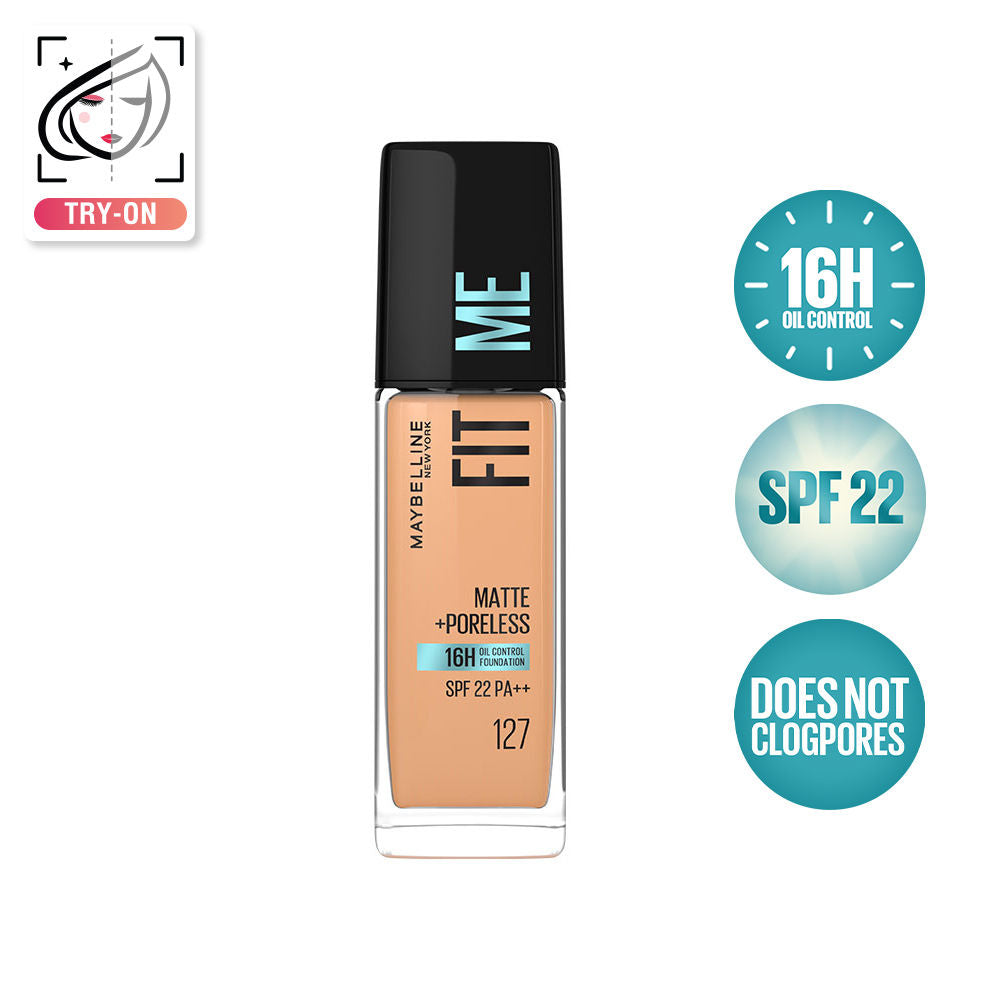Fit Me Matte+Poreless 16H Oil Control Foundation with SPF 22 - 115 Ivory - 127 Golden Honey